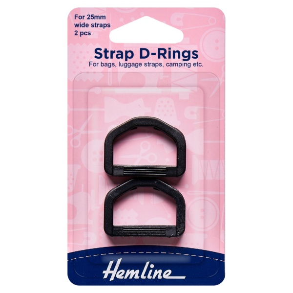 Strap D Rings: 25mm: Black