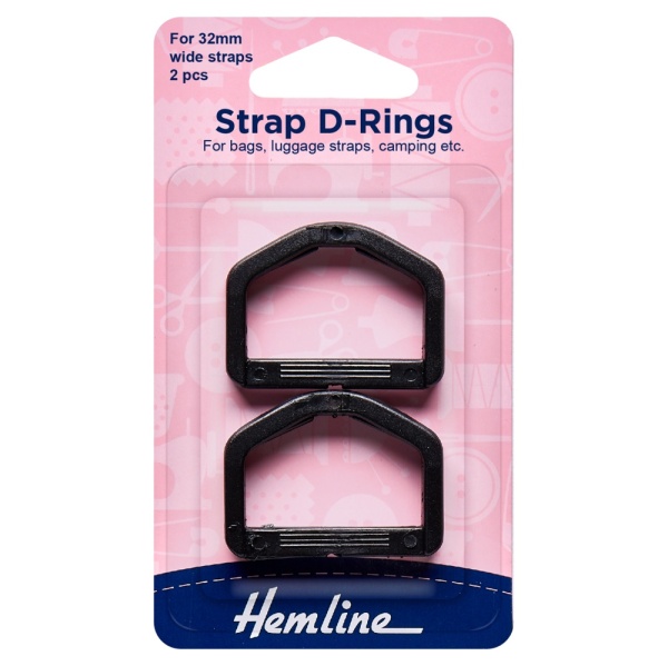 Strap D Rings: 32mm: Black