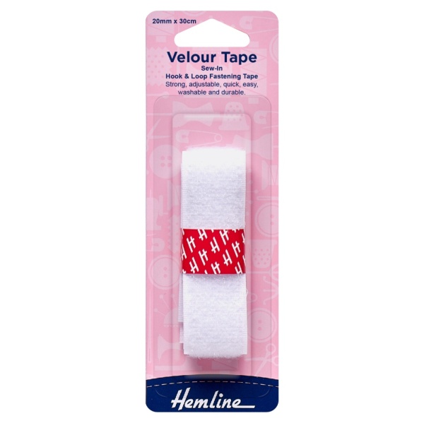 Hook & Loop Tape: Sew-On: 30cm x 25mm: White