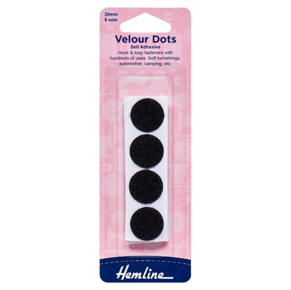 Hook & Loop Dots: Stick-On: 8 Sets of 20mm: White