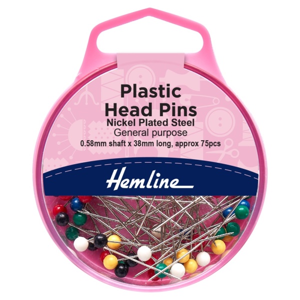 Pins: Plastic Coloured Head: 0.58 x 38mm: Nickel