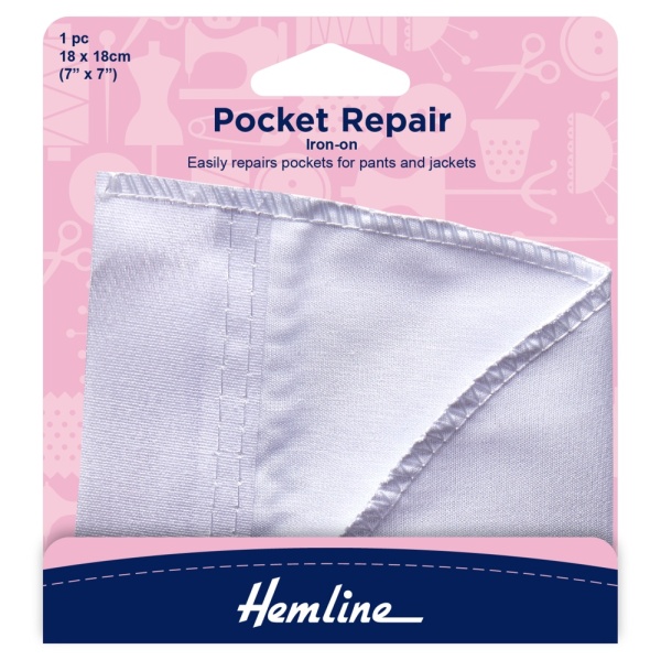 Iron-On Pocket Repair: White - 18 x 18cm