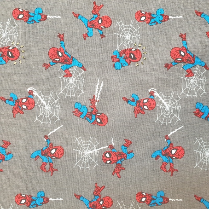 100% Cotton Fabric - Mini Spiderman Grey