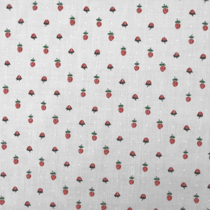 Strawberries and Dots Polycotton Fabric